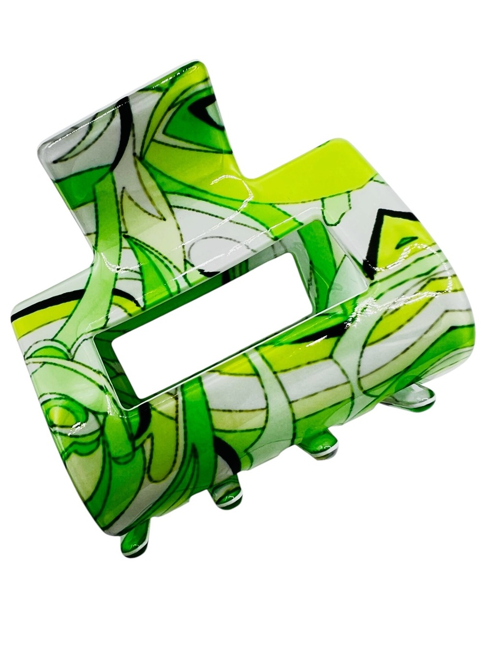 Green Mod Pattern Hair Clip New